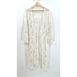 CUPSHE Woman's White Bell Sleeve Lace Kimono Long Line Cardigan Size OS
